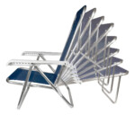 Kit 2 Cadeira Praia Alumínio Reforçada 8 Posições Reclinável Cor Azul-marinho