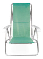 Kit 2 Cadeira Praia Alumínio Reforçada 8 Posições Reclinável Cor Verde