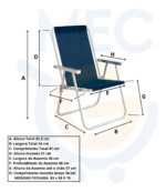 Kit Com Quatro Cadeiras De Praia Conforto Azul Mor 120 Kg