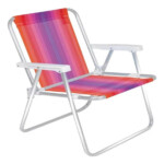 Kit 4 Cadeiras De Praia Alta Alumínio Reforçado Mor Sortida 110kg