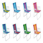 Kit 4 Cadeiras De Praia Alta Alumínio Reforçado Mor Sortida 110kg